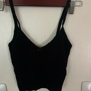 Sunday best (aritzia) lace trim with small bow black tank size XS